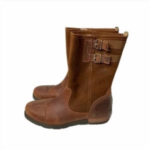 Used  (Like New) Sorel Brown Pull On Moto  Boot with two Buckles